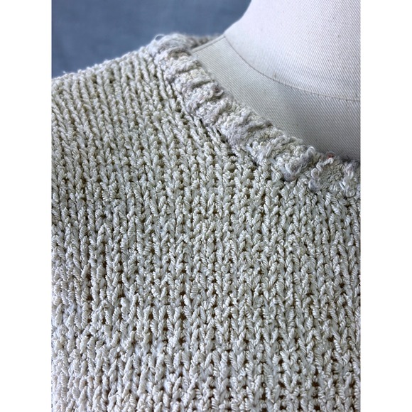 Northern Isles Cream Textured Silk Blend Knit Sweater Branch Embroidery Small - Picture 7 of 10